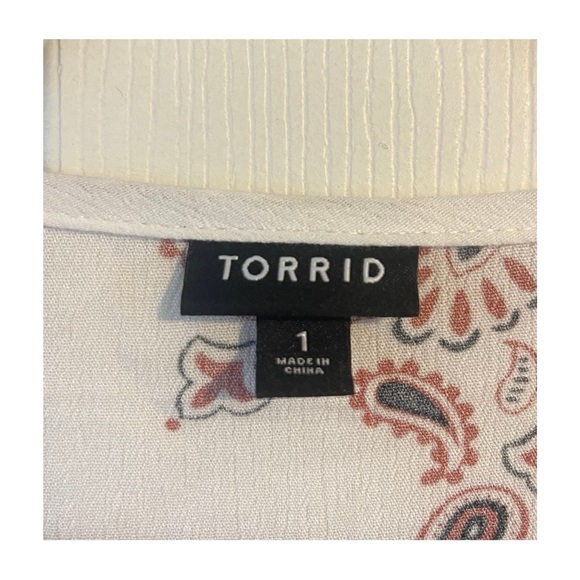 Torrid White Rust-Orange Paisley 3/4 Sleeve Washable Tunic Dress & Slip, Size 1X - Picture 6 of 6